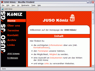 The former homepage of the JUSO Köniz