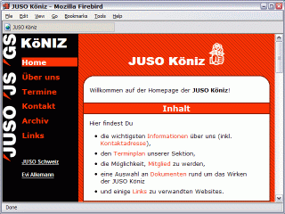 The former homepage of the JUSO Kniz